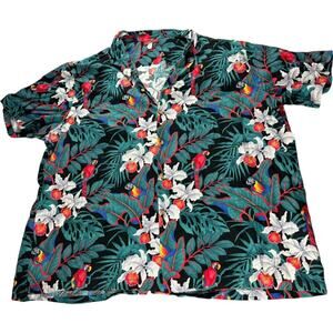 Lavahut Mens 4XL Button Up Shirt Multicolor Floral Short Sleeve Spread Collar